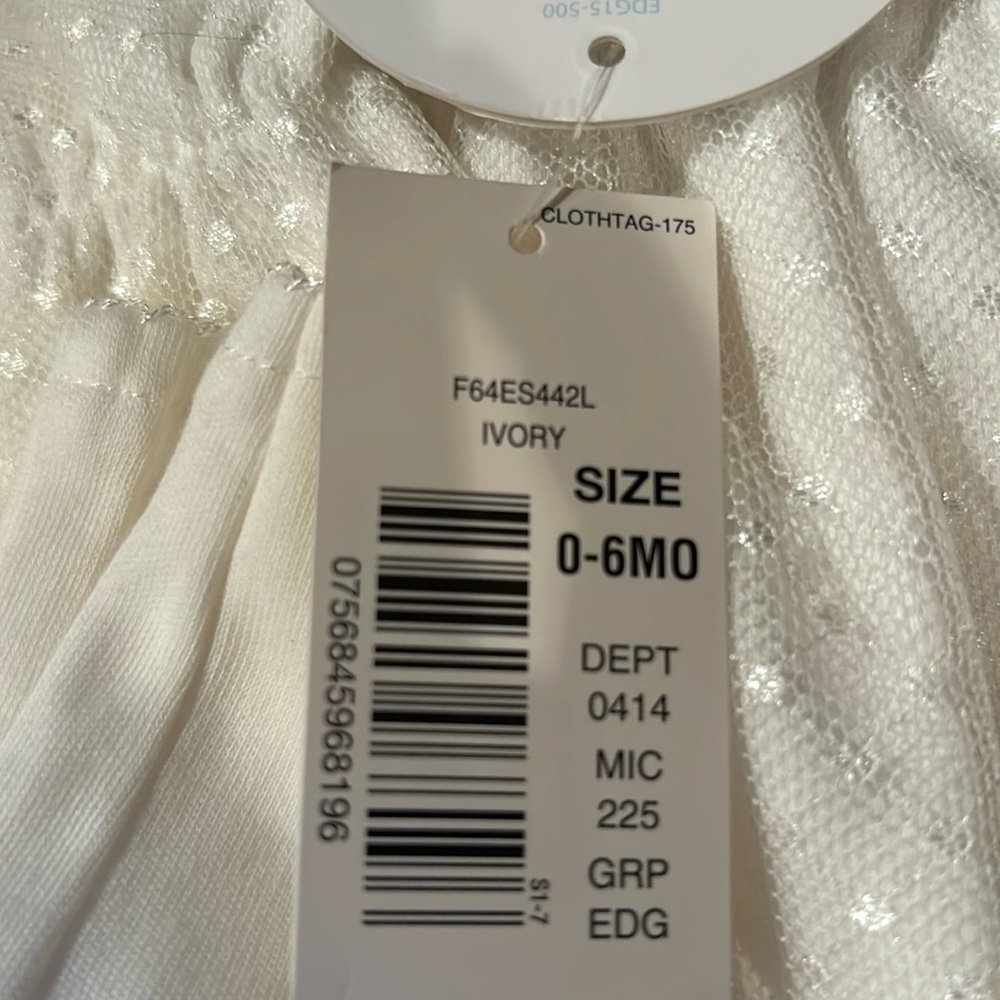 Edgehill Collection Baby Ivory Dress Size 0-6 Months - NWT - Picture 4 of 6